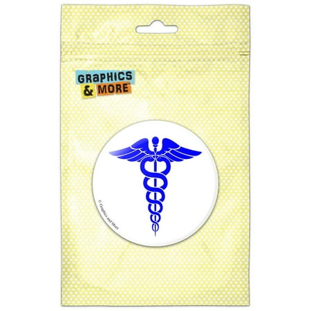 Caduceus Medical Symbol Blue Doctor MD RN EMT Refrigerator Button Magnet