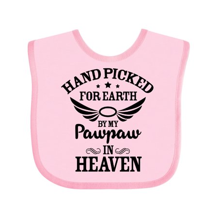 Inktastic Handpicked for Earth by My Pawpaw in Heaven with Angel Wings Gift Baby Boy or Baby Girl Bib