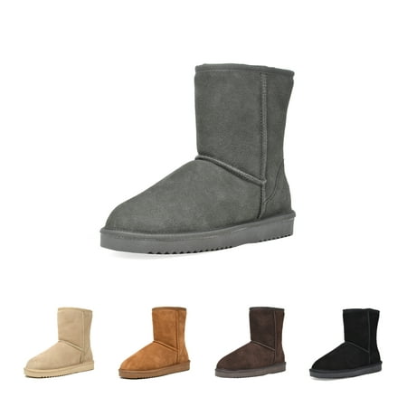 

Dream Pairs Women s Winter Comfort Suede Mid Calf Boots Faux Fur Warm Snow Boots SHORTY_NEW GREY Size 9