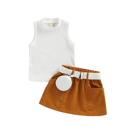 Calsunbaby Kids Toddler Girls Summer Outfits Sets Ribbed Sleeveless Vest Tops Elastic Waist Skirt with Waist Bag White 3-4 Years
Calsunbaby Kids Toddler Girls Summer Outfits Sets Ribbed Sleeveless Vest Tops Elastic Waist Skirt with Waist Bag White 3-4 Years
