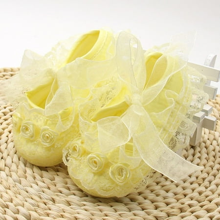 Infant Baby Girls Princess Shoes Soft Sole Lace Crib Shoes Floral Prewalker
