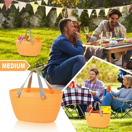 Shopping Basket Soft Portable Picnic Basket Plastic Wash Basket Dirty Clothes Storage Basket Bath Basket Beach Travel Handbag 
Shopping Basket Soft Portable Picnic Basket Plastic Wash Basket Dirty Clothes Storage Basket Bath Basket Beach Travel Handbag