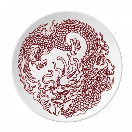 

Chinese Dragon Animal Portrait Plate Decorative Porcelain Salver Tableware Dinner Dish