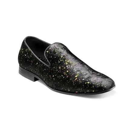Mens Stacy Adams Stellar Plain Toe Glitter Slip On Shoes Black 25534-001