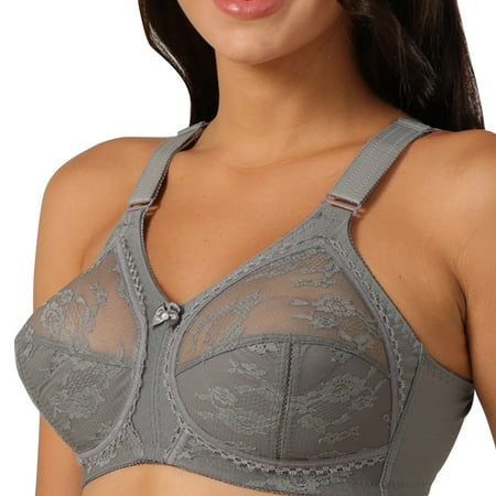 Ladies Plus Size Firm Support Non Wired Lace Non Padded Full Cup Bra Minimiser