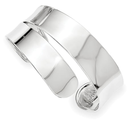 Sterling Silver Rhodium-plated Polished Fancy Cuff Bangle Bracelet