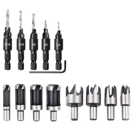 14 Pcs Wood Plug Hole Cutter Chamfered Plug Cutter Drill Bits Five-Slot Countersink Drill 1/4 Inch Hex Spanner Tool Set
14 Pcs Wood Plug Hole Cutter Chamfered Plug Cutter Drill Bits Five-Slot Countersink Drill 1/4 Inch Hex Spanner Tool Set