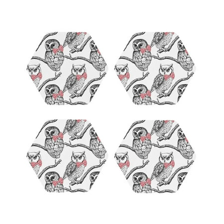 Coasters Set of 4 - Bow Tie Owl Drink Coasters for Tabletop Protection Leather Coasters for Living Room Decor and Housewarming Gift Hexagon
Coasters Set of 4 - Bow Tie Owl Drink Coasters for Tabletop Protection Leather Coasters for Living Room Decor and Housewarming Gift Hexagon