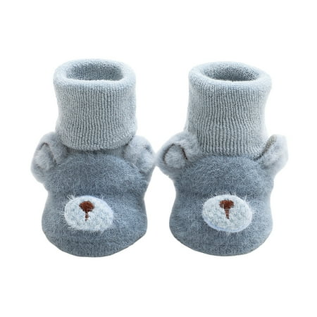 Infant Newborn Baby Slipper Socks with Grips Soft Crew Socks with 3D Animal Heads for Boys and Girls 0-3T