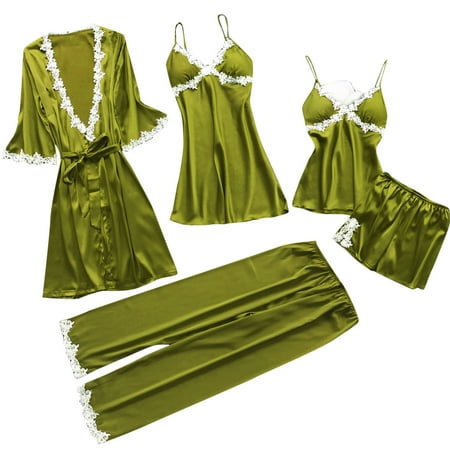 Tangnade home pajamas 5-Piece Women Sexy Garter Lingerie Set Robes Lace Bodysuit Deep-V Neck Underwear Women Underwear Green M
Tangnade home pajamas 5-Piece Women Sexy Garter Lingerie Set Robes Lace Bodysuit Deep-V Neck Underwear Women Underwear Green M