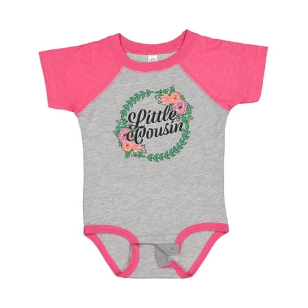 Inktastic Little Cousin with Flower Circle Gift Baby Girl Bodysuit