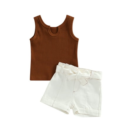 Canrulo Toddler Baby Girls 2Pcs Summer Outfits Sleeveless Ribbed Knit Tank Tops Denim Shorts Set Dark Brown 12-18 Months
Canrulo Toddler Baby Girls 2Pcs Summer Outfits Sleeveless Ribbed Knit Tank Tops Denim Shorts Set Dark Brown 12-18 Months