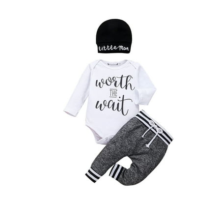 Sunisery Toddler Baby Boys Long Sleeve Letter Print Tops Rompers Bodysuits Pants Beanies Hats 3Pcs Sets Clothes Worth 12-18m
Sunisery Toddler Baby Boys Long Sleeve Letter Print Tops Rompers Bodysuits Pants Beanies Hats 3Pcs Sets Clothes Worth 12-18m