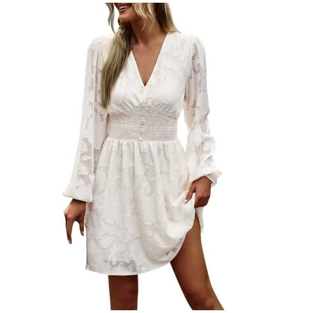 Black Dresses for Women Solid Causal Long Sleeve V Neck Button Slim Waist Dress Beige L
Black Dresses for Women Solid Causal Long Sleeve V Neck Button Slim Waist Dress Beige L