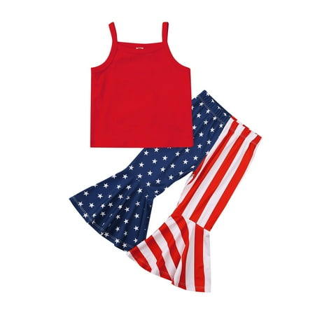 Toddler Baby Girl Sleeveless Strap Tank Vest Top Star Stripe Flare Pants Trouser Off Shoulder Shirt Top Summer Independence Day Girls Clothes
Toddler Baby Girl Sleeveless Strap Tank Vest Top Star Stripe Flare Pants Trouser Off Shoulder Shirt Top Summer Independence Day Girls Clothes