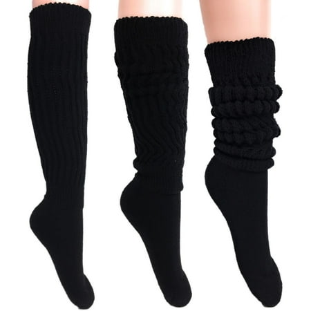 Black Heavy Slouch Socks for Women Size 9 to 11 3 Pairs