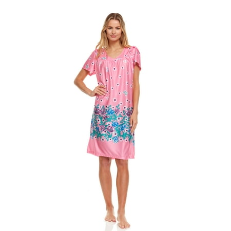 Lati Fashion Women Nightgown Sleepwear Female Sleep Dress Nightshirt Pink 1X