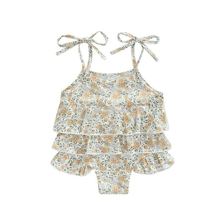 Frobukio Toddler Girls One Piece Swimwear Adjustable Tie-Up Strap Sleeveless Floral Printed Ruffle Beachwear Yellow 2-3 Years
Frobukio Toddler Girls One Piece Swimwear Adjustable Tie-Up Strap Sleeveless Floral Printed Ruffle Beachwear Yellow 2-3 Years