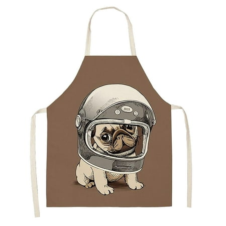 WQJNWEQ Clearance DOG PUG Printed Cotton Linen Sleeveless Apron Kitchen