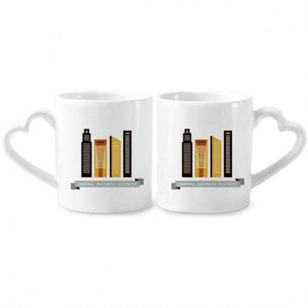 

Singapore Central Business District Couple Porcelain Mug Set Cerac Lover Cup Heart Handle