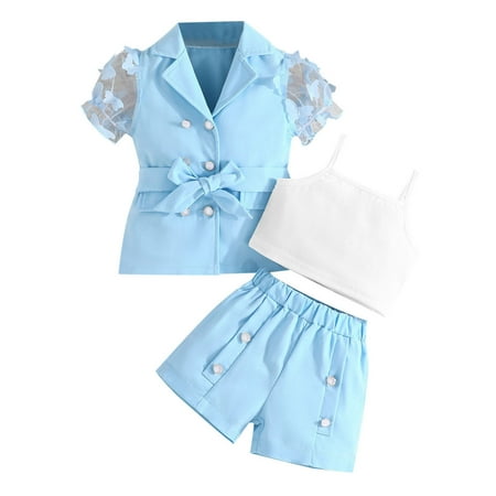 4T Fall Clothes Girl Fall Winter Blue Toddler Girl 3Pcs Summer Outfits Vest Coat Camisole Tops And Shorts Set Kids Suits 2-3 Years
4T Fall Clothes Girl Fall Winter Blue Toddler Girl 3Pcs Summer Outfits Vest Coat Camisole Tops And Shorts Set Kids Suits 2-3 Years