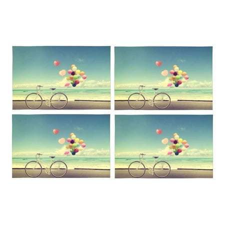 MKHERT Summer Vintage Bicycle with Heart Balloons On Beach Blue Sky Placemats Table Mats for Dining Room Kitchen Table Decoration 12x18 inch Set of 4
MKHERT Summer Vintage Bicycle with Heart Balloons On Beach Blue Sky Placemats Table Mats for Dining Room Kitchen Table Decoration 12x18 inch Set of 4