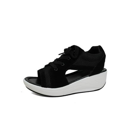 Woobling Womens Wedge Sandals Lace Up Platform Shoe Mesh Sport Sandal Ladies Summer Sneakers Non-Slip Casual Shoes Thick Sole Breathable Black 7
Woobling Womens Wedge Sandals Lace Up Platform Shoe Mesh Sport Sandal Ladies Summer Sneakers Non-Slip Casual Shoes Thick Sole Breathable Black 7