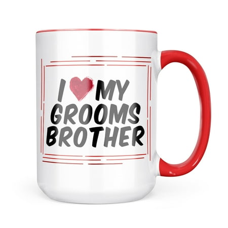 Neonblond I heart love my Grooms Brother Mug gift for Coffee Tea lovers