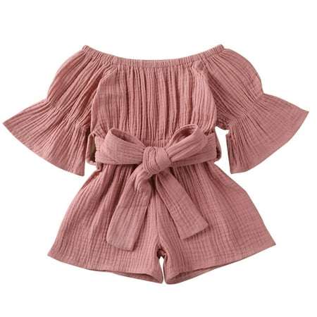 Spring hue Baby Girls Solid Color Playsuit Off-the-shoulder Short Flared Sleeves One-piece
Spring hue Baby Girls Solid Color Playsuit Off-the-shoulder Short Flared Sleeves One-piece