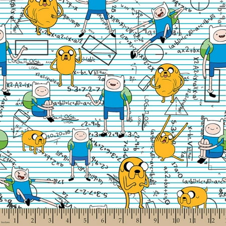 Cartoon Network, Finn And Jake Mathematical, Flannel, Blue, 42/43" Wide Fabric by the Yard