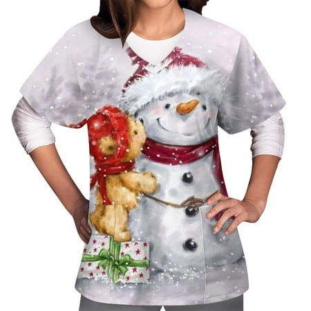 50% off Clear! TMOYZQ Christmas Scrub Tops for Womens Classic Fit Snowman Print Short Sleeve V Neck Tops Nursing Workwear Professional Working Uniforms Loose Blouse with Pockets
50% off Clear! TMOYZQ Christmas Scrub Tops for Womens Classic Fit Snowman Print Short Sleeve V Neck Tops Nursing Workwear Professional Working Uniforms Loose Blouse with Pockets