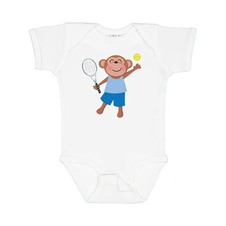Inktastic Tennis Monkey Kids Gift Baby Boy Bodysuit