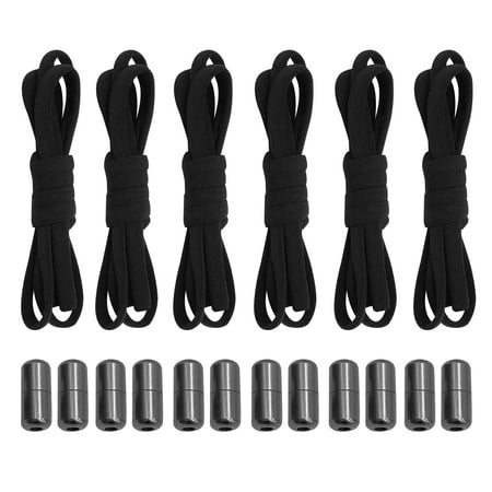 6pairs Flat Charm With Metal Buckles Elastic Shoe Laces No Tie Trainers Walking