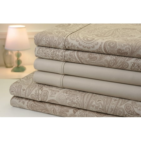 Bibb Home Paisley Collection 800 Thread Count Cotton Rich Sheets 6 Piece Set - 8 Colors - King / Linen