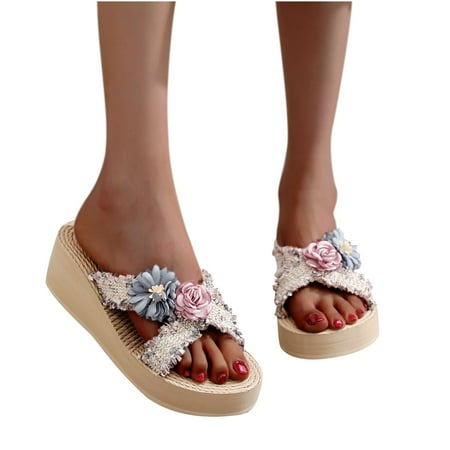 Women Open Toe Slippers Shoes Comfy Sandals Casual Comfortable Beach Sandals
