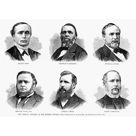 Mormon Apostles 1877 Nsix Of The Twelve Apostles Of The Mormon Church Wood Engraving American 1877 Poster Print by Granger Collection
