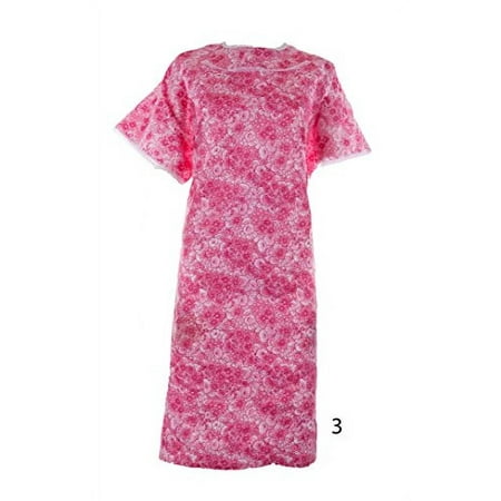 Women s Poly Cotton Backwrap Gown - (XL Red/Pink Flower)