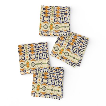 Cocktail Napkins Mexican Geometric Tile Talavera Red Green Mexican Set of 4