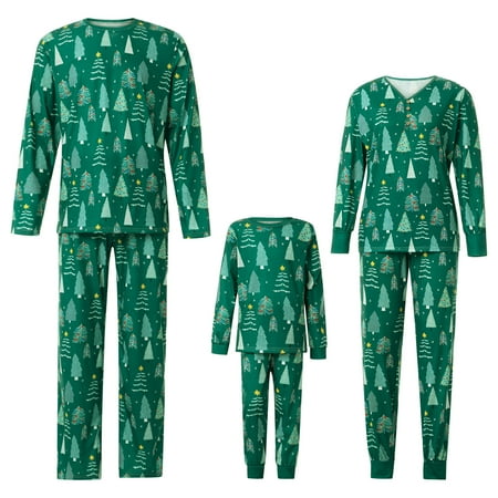 Musuos Family Matching Clothes Sleepwear Long-Sleeved Tops + Trousers