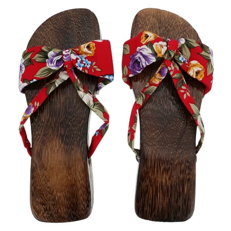 

Wooden Slippers Clogs Sandals Geta Shoes Japanese Toe Open Cosplay Traditional Bathroom Shower Heeled Mules Summer Beach
