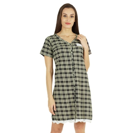 Inkmeso Printed V-Neck Nightgown Sleepwear For Womens Nightshirt Soft Button Sleepdress
Inkmeso Printed V-Neck Nightgown Sleepwear For Womens Nightshirt Soft Button Sleepdress