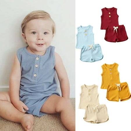 Toddler Kids Baby Girls Boys Clothes Sleeveless Tops T-shirt Shorts Pants Solid Color Outfits Set Sunsuit
Toddler Kids Baby Girls Boys Clothes Sleeveless Tops T-shirt Shorts Pants Solid Color Outfits Set Sunsuit