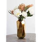 Gold Maven Ceramic Geometric Cylinder Vase - 8" Tall x 4.25" Wide