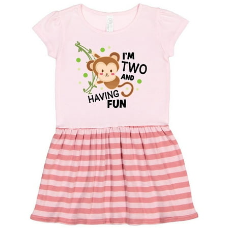 Inktastic I m Two and Having Fun with Monkey Gift Toddler Girl Dress