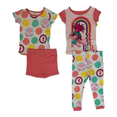 Dream Works Girl s Trolls Sweet Movez 2 Cotton Pajama Sets (3T)