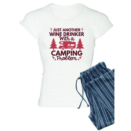 CafePress - Wine Drinker Camping - Women s Light Pajamas