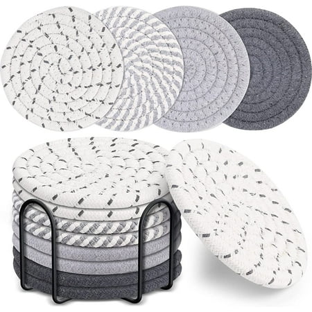 Mckanti 8 Pcs Drink Coasters with Holder 4 Colors Absorbent Coasters for Drinks Minimalist Cotton Woven Coaster Set for Home Decor Tabletop Protection Suitable for Kinds of Cups 4.3 Inches.
Mckanti 8 Pcs Drink Coasters with Holder 4 Colors Absorbent Coasters for Drinks Minimalist Cotton Woven Coaster Set for Home Decor Tabletop Protection Suitable for Kinds of Cups 4.3 Inches.