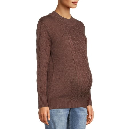 Planet Motherhood Maternity Women s Mock Neck Cable Sweater