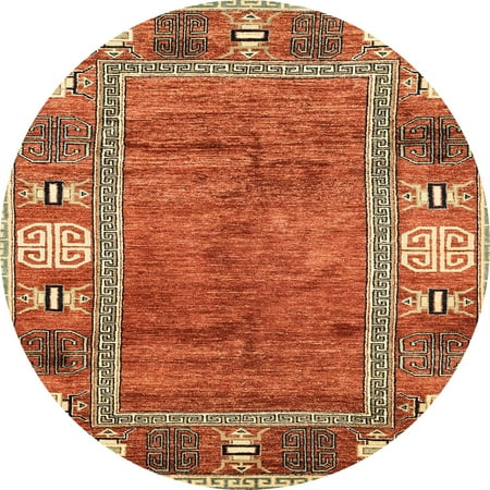 Ahgly Company Indoor Round Abstract Lava Red Area Rugs 8 Round