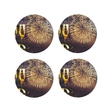 Coasters Set of 4 - Happy New Year Drink Coasters for Tabletop Protection Leather Coasters for Living Room Decor and Housewarming Gift Round Shape
Coasters Set of 4 - Happy New Year Drink Coasters for Tabletop Protection Leather Coasters for Living Room Decor and Housewarming Gift Round Shape